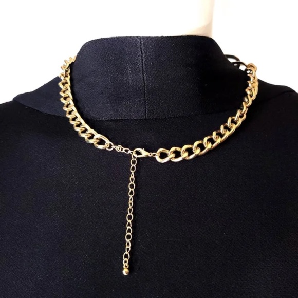 Organic Gold Tone Link Double Strand Necklace - Picture 5 of 6